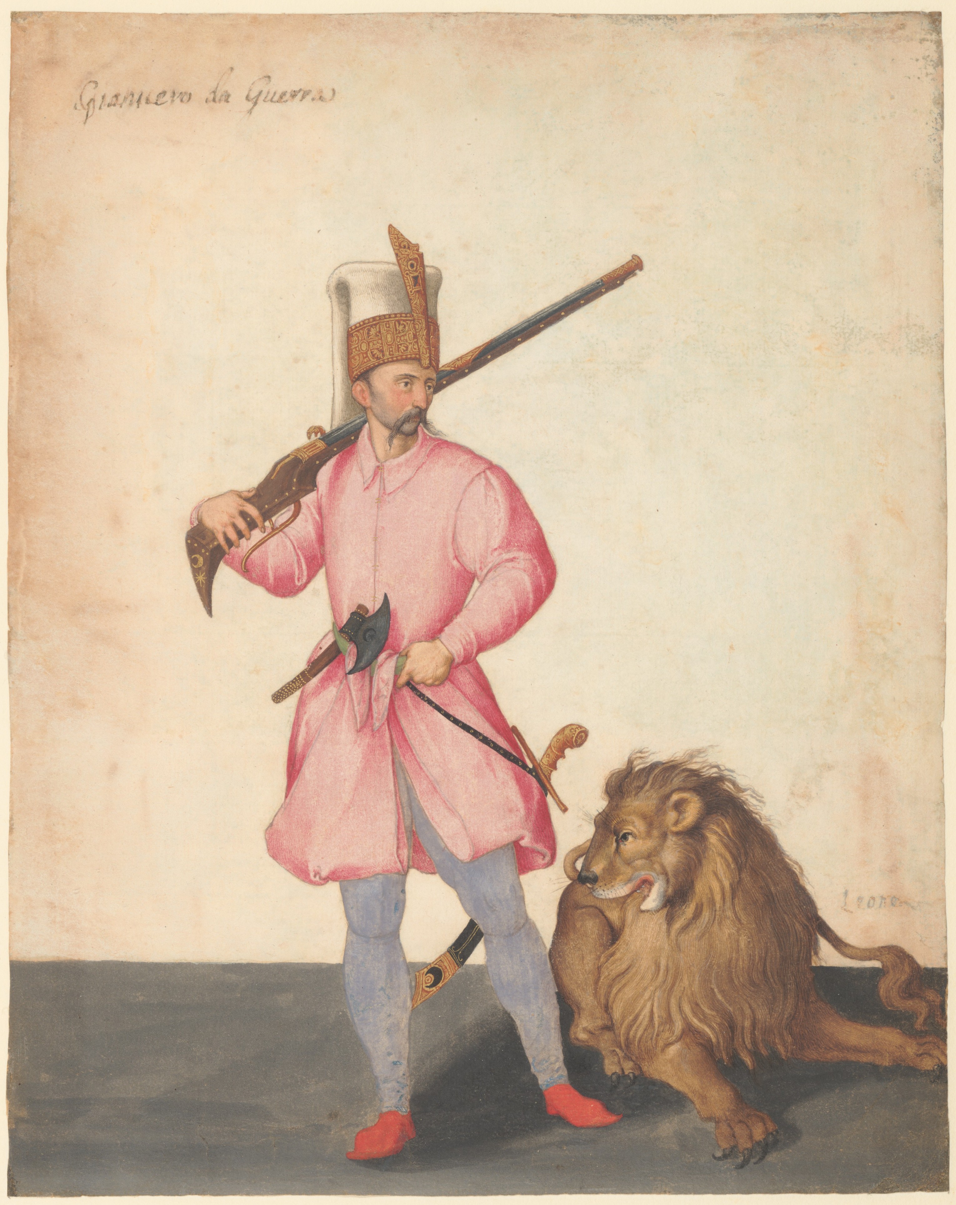Janissary with a lion Jacopo Ligozzi