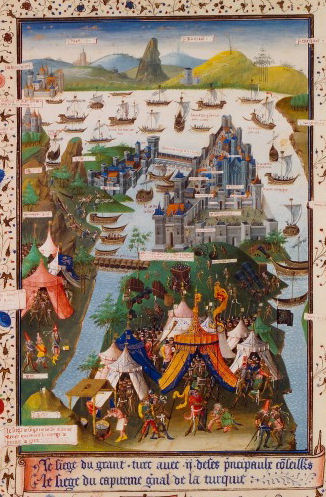 Siege of Constantinople from Bertrandon de la Broquière in Voyages d'Outremer (1455 print)